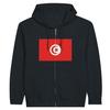 Sweat à capuche à fermeture éclair - PIXELFORMA - Drapeau de la Tunisie - Noir - Manches longues - Mixte