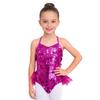 Kids Girls Dance Performance Costume Sleeveless Side Invisible Zipper Back Mesh Patchwork Feather Glittery Sequin Leotard
