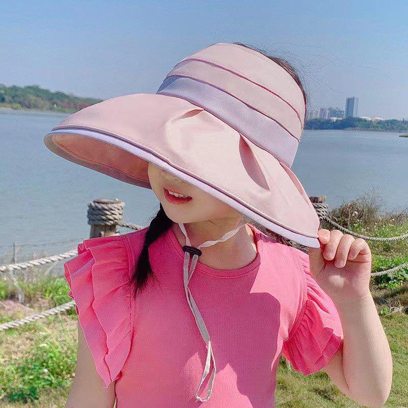 Girls' Wide Brim Anti-UV Open-Top Sun Hat - Child's Summer Sunshade