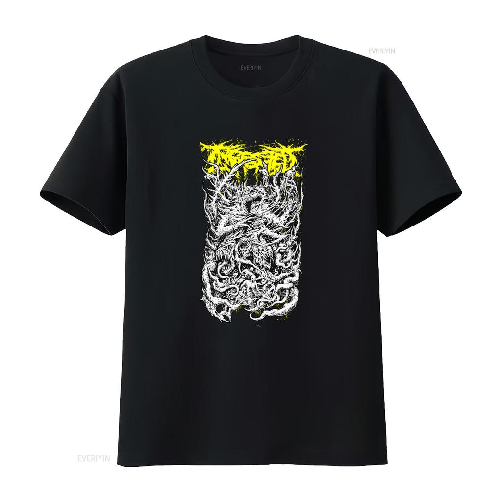 Mens Ingested Demon T Shirt Medium Black Gothic Horror Print vintage Washed Stylish homme Stretched Versatile Unisex