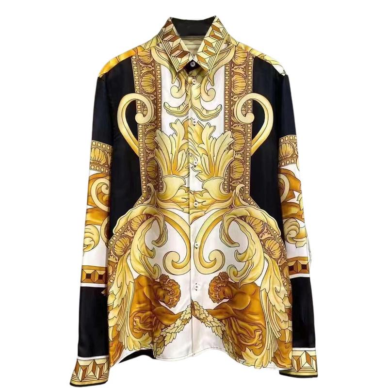 VERSACE Shirts Men`s Yellow Lapel Moderate