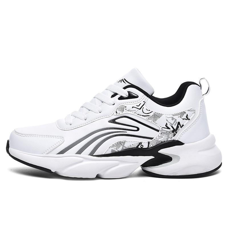 Fashion Black Men's Shoes New Autumn Running Sports Casual Shoes Thick Soled Men's Shoes Oversized Big 48 Daddy Leather Waterproof Joggi
