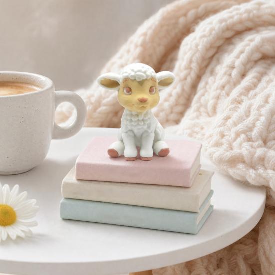 Sheep Desktop Decoration 3D Printed Figurine, Mini Statue for Desk Decor, Small Animal Figurine Sitting Lamp Sculpture Ornament, Gift Lovers PLA