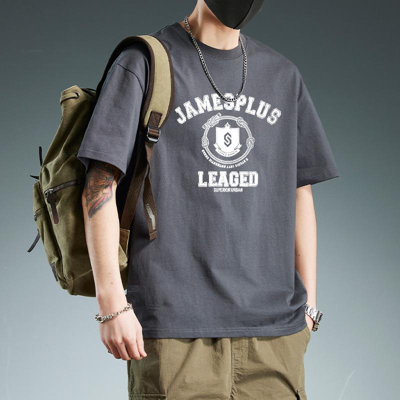 

Cotton Heavyweight Short Sleeved T-shirt for Men Summer American Retro Hong Kong Style Ins Trendy Brand T-shirt Half Sleeved White Base Shirt 3XL