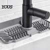 Silicone Countertop Protector Faucet Mat for Kitchen Sink, Foldable Sink Splash Guard with 7 Degree Counter Organizer Slope And Snap Lock, Water