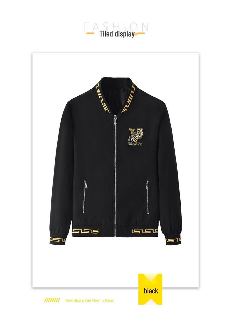 Europäische Herren-Stickjacke mit Stehkragen - Herbst/Winter Slim Fit, V-Ausschnitt, Verdickt, Mode