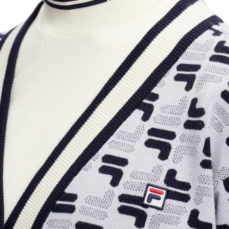 Fila Simple Knit Cardigan Long Sleeve Sweater Women Sweater A11W413401F