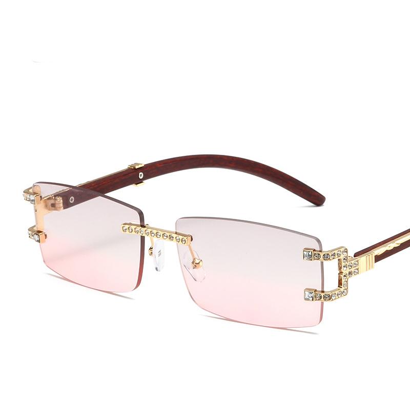 Rimless Diamond Square Sunglasses Women Men Luxury Designer Sun Glasses Vintage Small Frame Punk Shades UV400