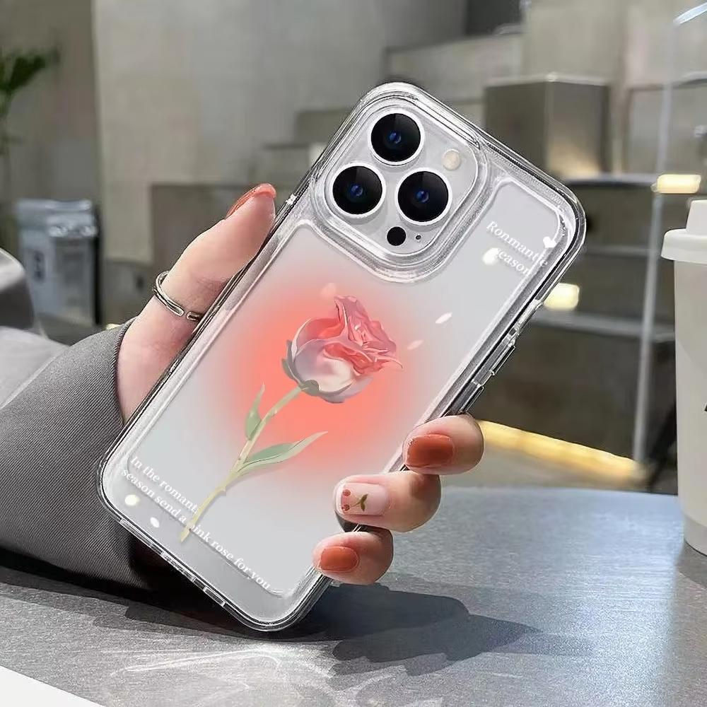 Beautiful Pink Roses Phone Case For Samsung Galaxy S26 S25 Ultra S24 S23 FE S22 S21 Plus S20 A73 A72 A71 Clear Bumper Cover