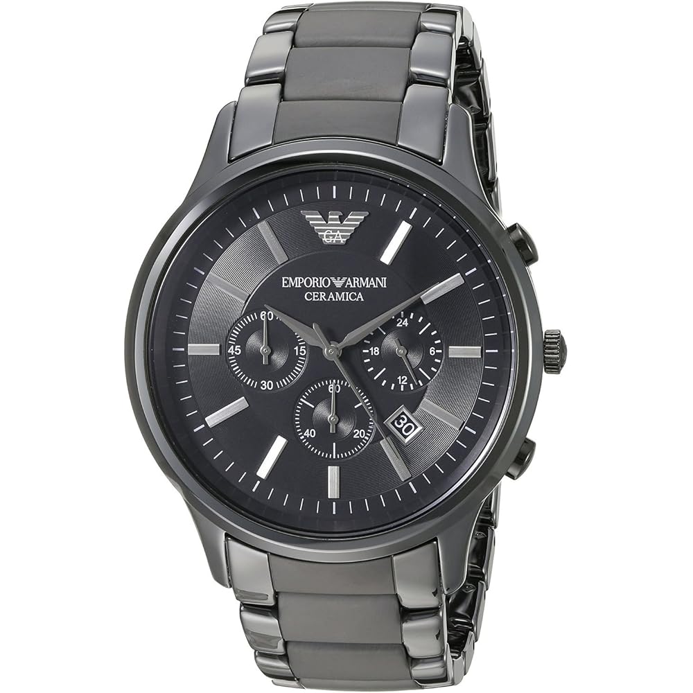 Emporio Armani Ceramica Chronograph Watch AR1451 Stainless Steel 43mm Water Resistant