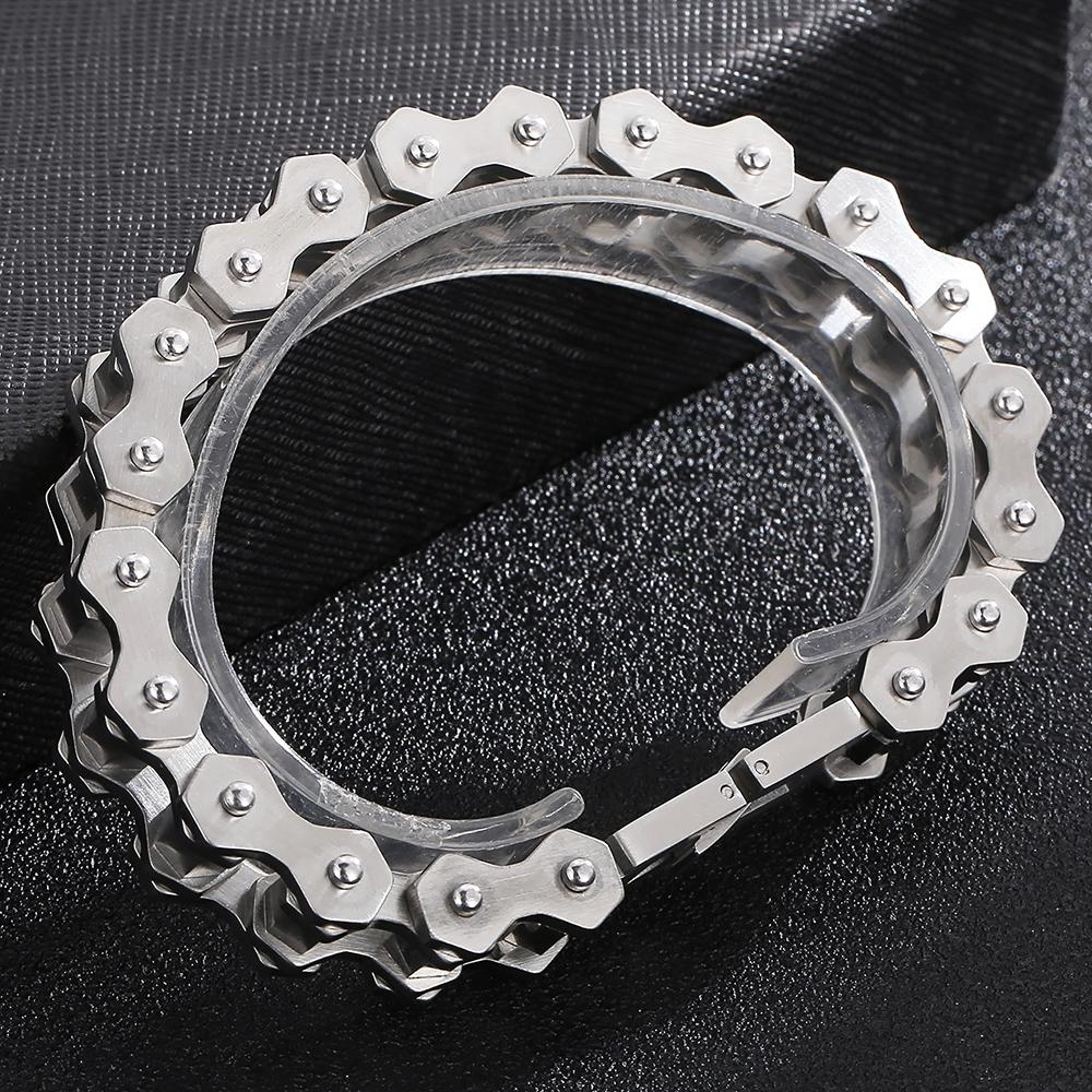 Matowa Bransoletka Męska ze Stali Nierdzewnej 316L Łańcuch Motocyklowy dla Mężczyzn Gotycka Biżuteria Rowerowa Prezenty Bransoletki Męskie 13MM Szerokość