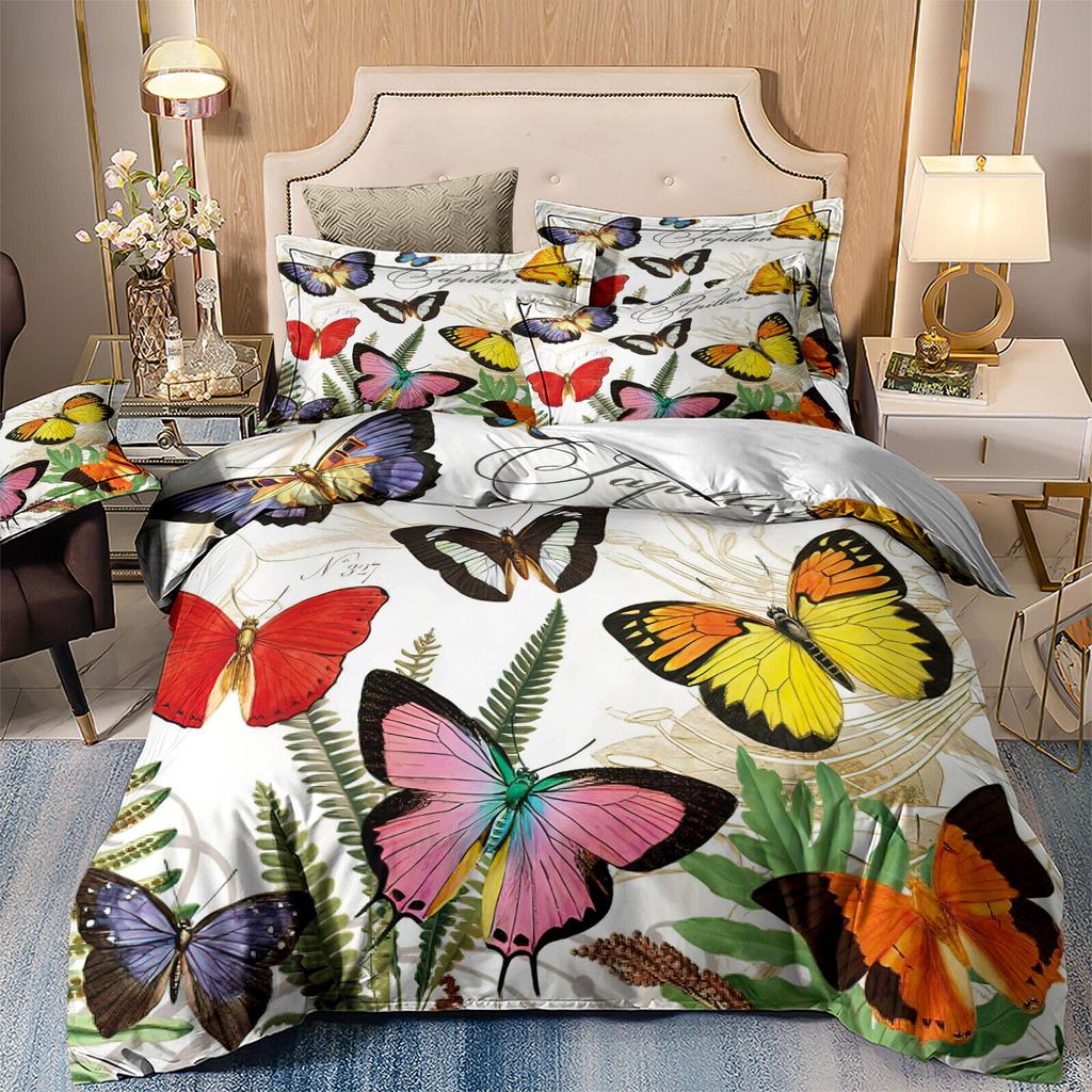 Blumen Schmetterling Quilt Bettdecke Bettbezug Set Queen King Size Bettwäsche Kissenbezüge