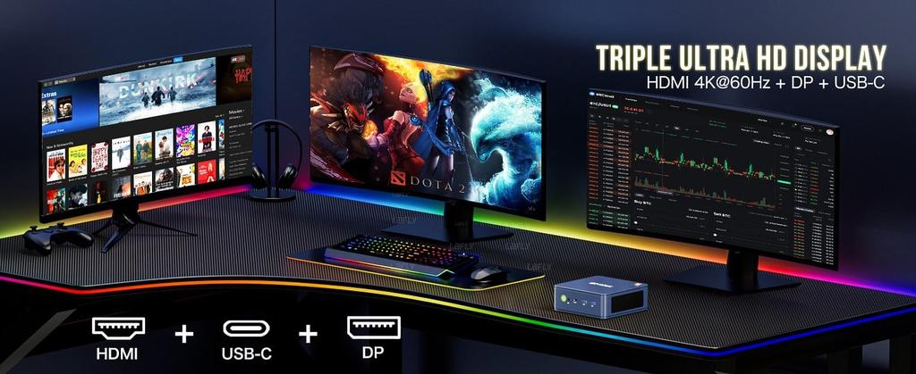 GMKtec M5 Plus Ryzen 7 5825U Mini PC Win11 Pro DDR4 SO-DIMM NVMe M.2 SSD WiFi6E BT5.2 Tri-Display Desktop Office Gaming Computer