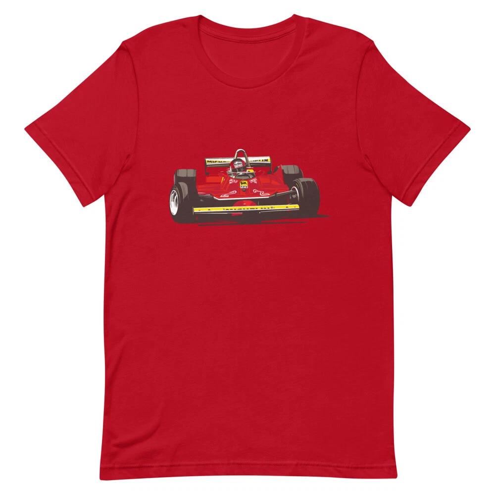 Gilles Villeneuve F1 Car Short-Sleeve Unisex 100% Cotton T-shirt Mens Tees Top L