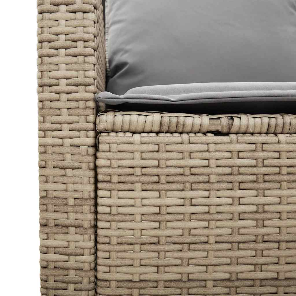 2 Seater Garden Sofa with Cushions & Table Beige Poly Rattan