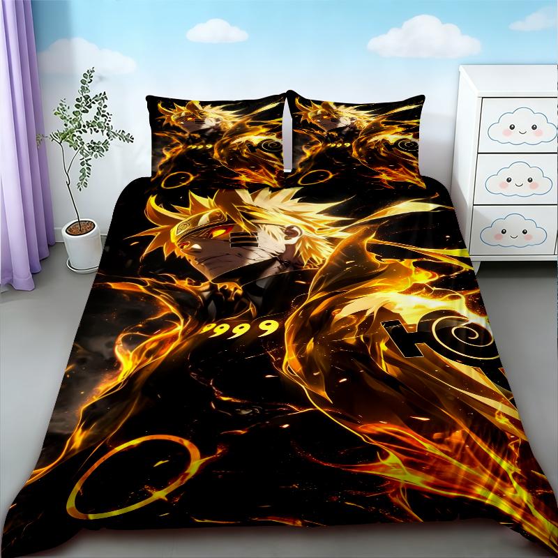 3pcs Duvet Cover Naruto Teens Japanese Anime Bedding Set Comfortable Breathable Quilt Cover Queen King Full Bedroom Decor