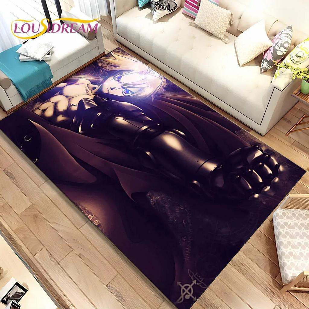 Anime Fullmetal Alchemist Kreslený Oblastní Koberec, Koberec pro Obývací Pokoj Ložnici Pohovku Rohožka Dekorace, Dětská Protiskluzová Podložka na Podlahu