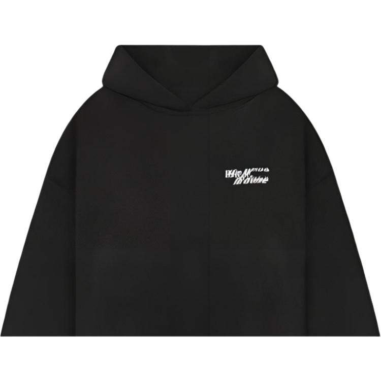WE11DONE Fw22 Solid Logo Print Hooded Long Sleeve Sweatshirt Unisex Sweatshirt Black WD-TH3-22-825-U-BK