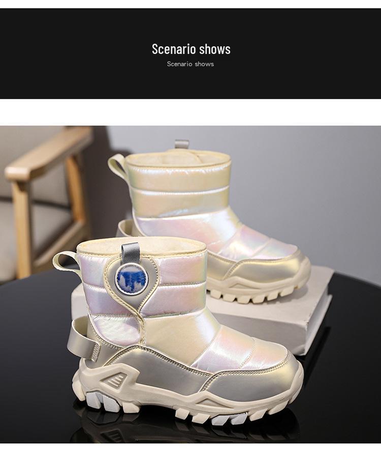 Children's Winter Snow Boots - Fleece-lined, Thick, Warm Cotton, Outdoor Steel Claw Design for Boys and Girls