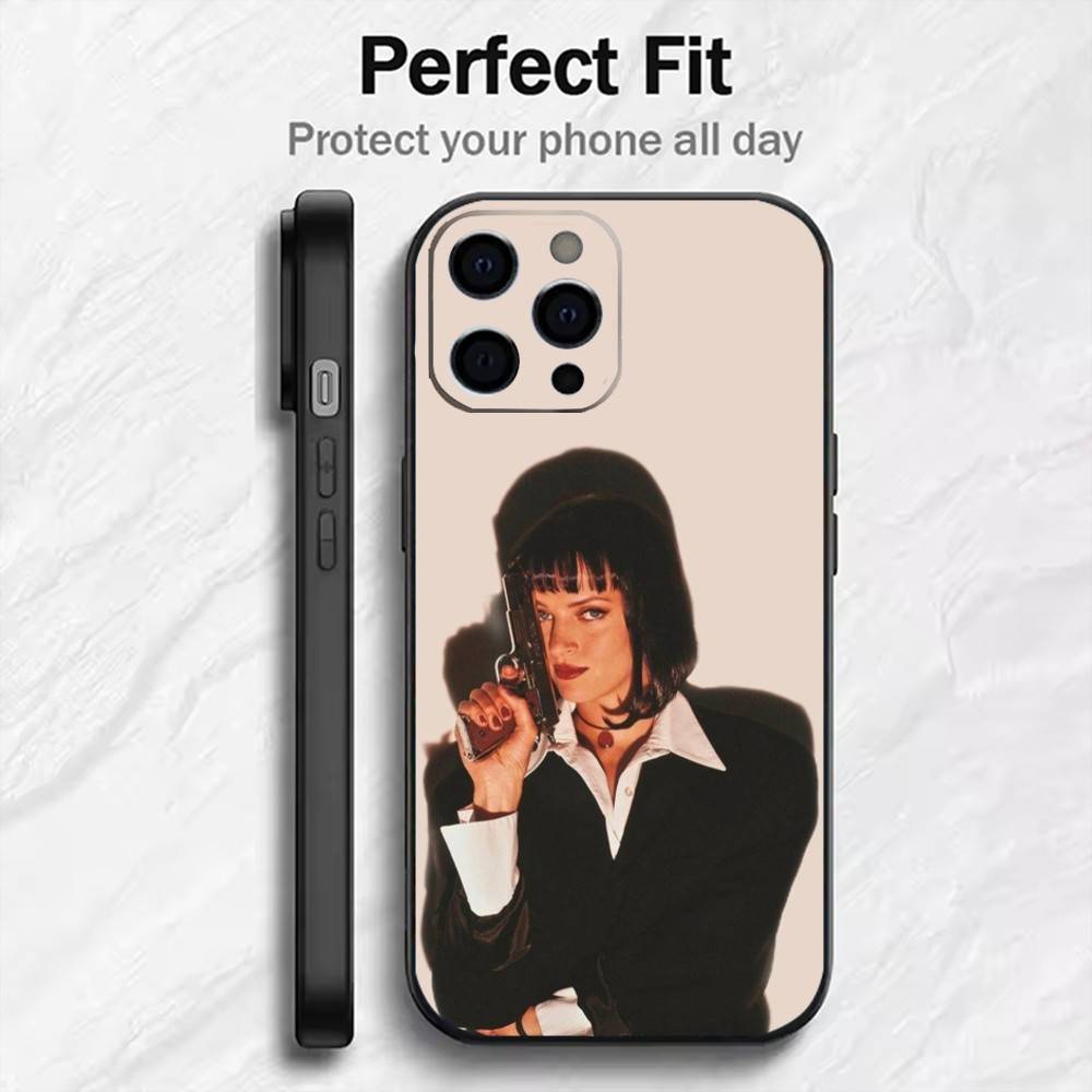 

Classic Movie P-Pulp F-Fiction Phone Case For iPhone17,16,15,14,13,12 Plus,Max Soft Silicone Black Cover iPhone14ProMax