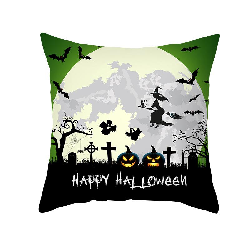 Dark Castle Halloween Cartoon Cat Digital Printing Short Plush Pillow Covers For Car Sofa Office Cushion Cover Home Goods