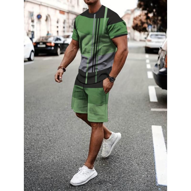 Casual Sports Suit Breathable Outdoor Men's T-shirt Shorts Summer 3D Printed Adult Suit