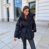 European and American women's clothing keeps warm and closes the waist, long sleeves tie the waist, solid color fashionable autumn and winter