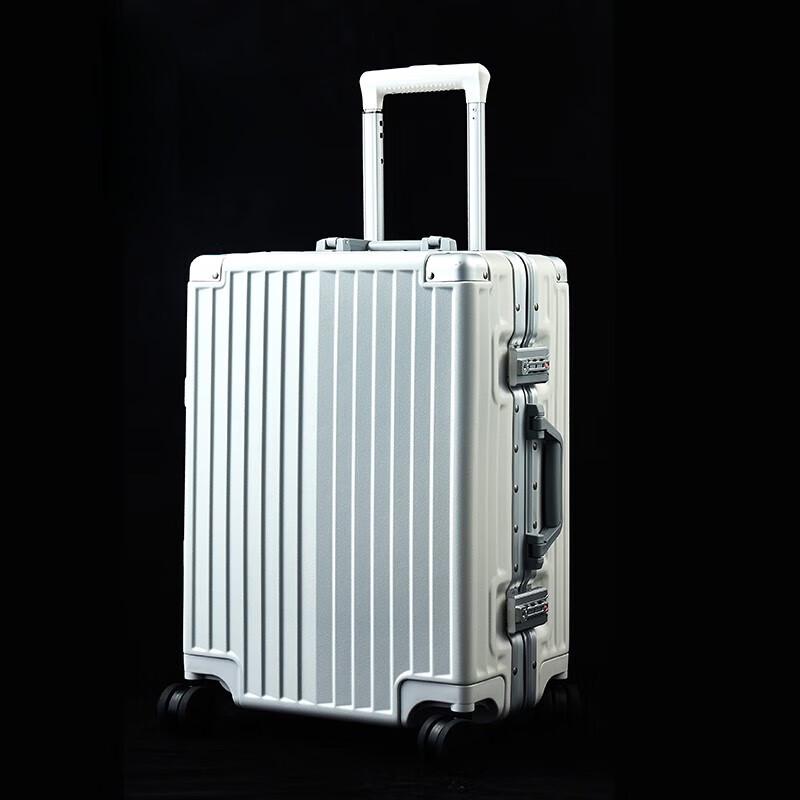 ZMN Gurney Classic Vertical Stripe Aluminum Frame Suitcase