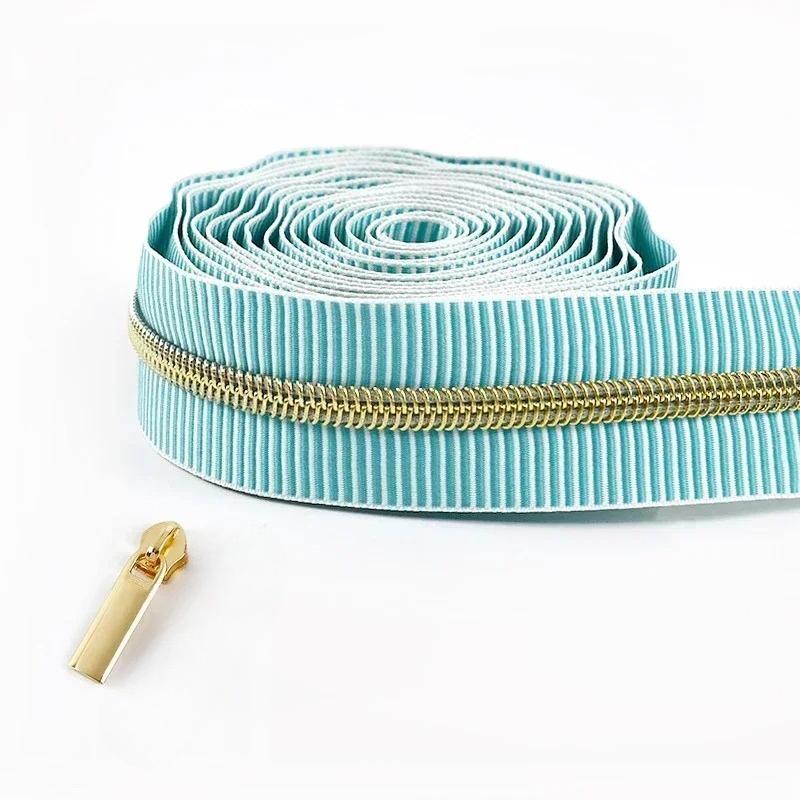 2-5Meters 5# Meetee Striped Nylon Zippers Tape for Sewing Plastic Roll Coil Zip By The Meter Zipper Closure Garment Accessories