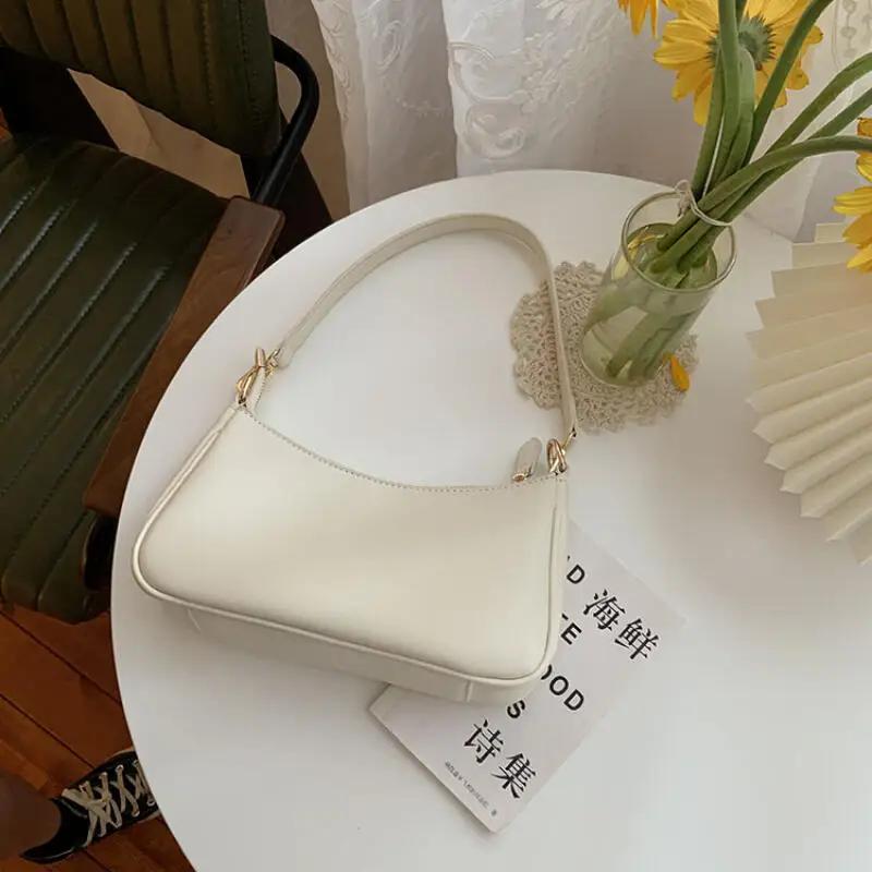 New Shoulder Bags Small Square Bag Women's Bags White Advanced Sense Axillary Bag Retro Fashion Leisure Versatile Crossbody Bags