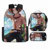 Anime Rucksack Set One Piece Naruto Schultasche für Jungen Schüler Laptop Rucksack Umhängetasche Federmäppchen 3-teilig Große Kapazität Wasserdicht