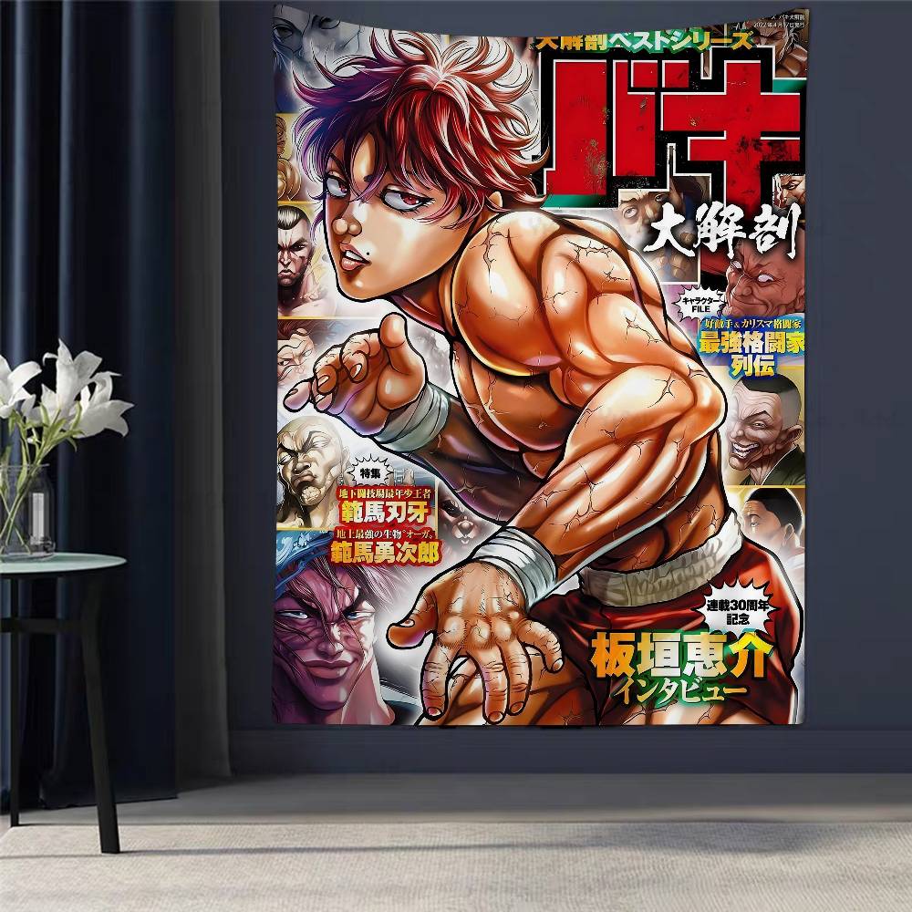 Anime Baki The GGrappler Colorful Tapestry Wall Hanging Hanging Tarot Hippie Wall Rugs Dorm Wall Art Decor