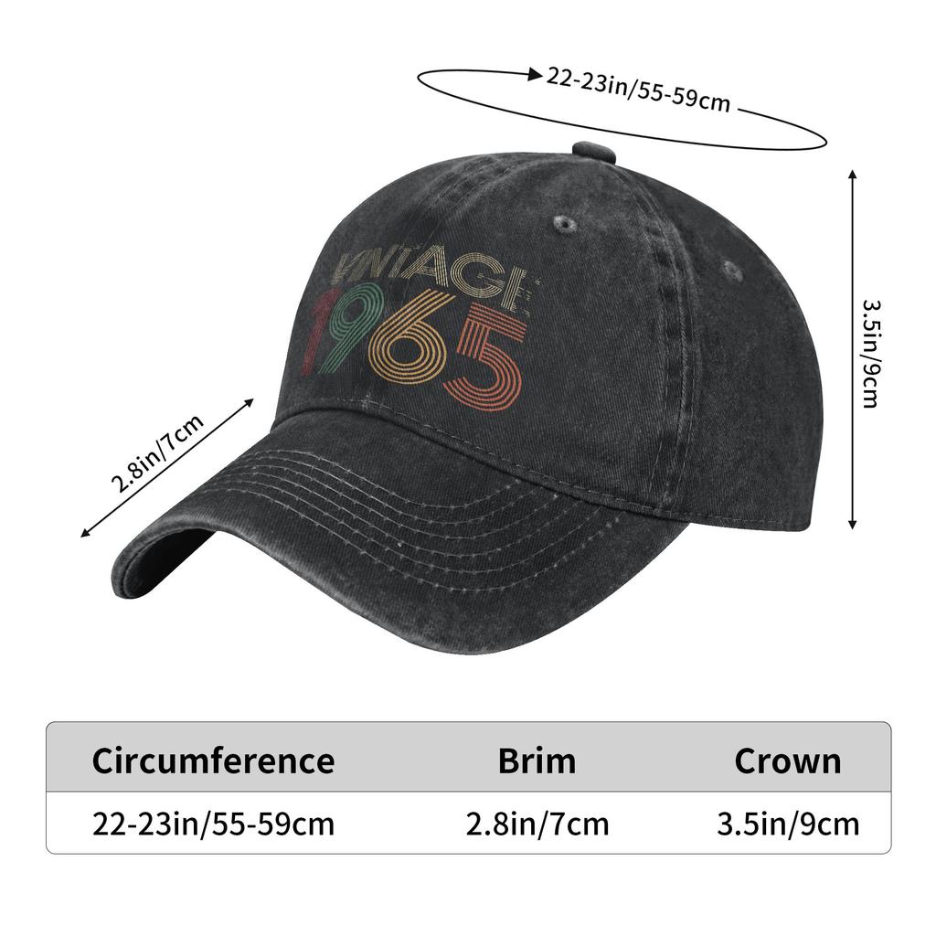 60. Geburtstag Vintage 1965 Sonne Baseballkappe Cool Männer Erwachsene Gewaschene Trucker-Kappe Heißer Verkauf Design Outdoor-Sport Snapback-Kappe Geschenk