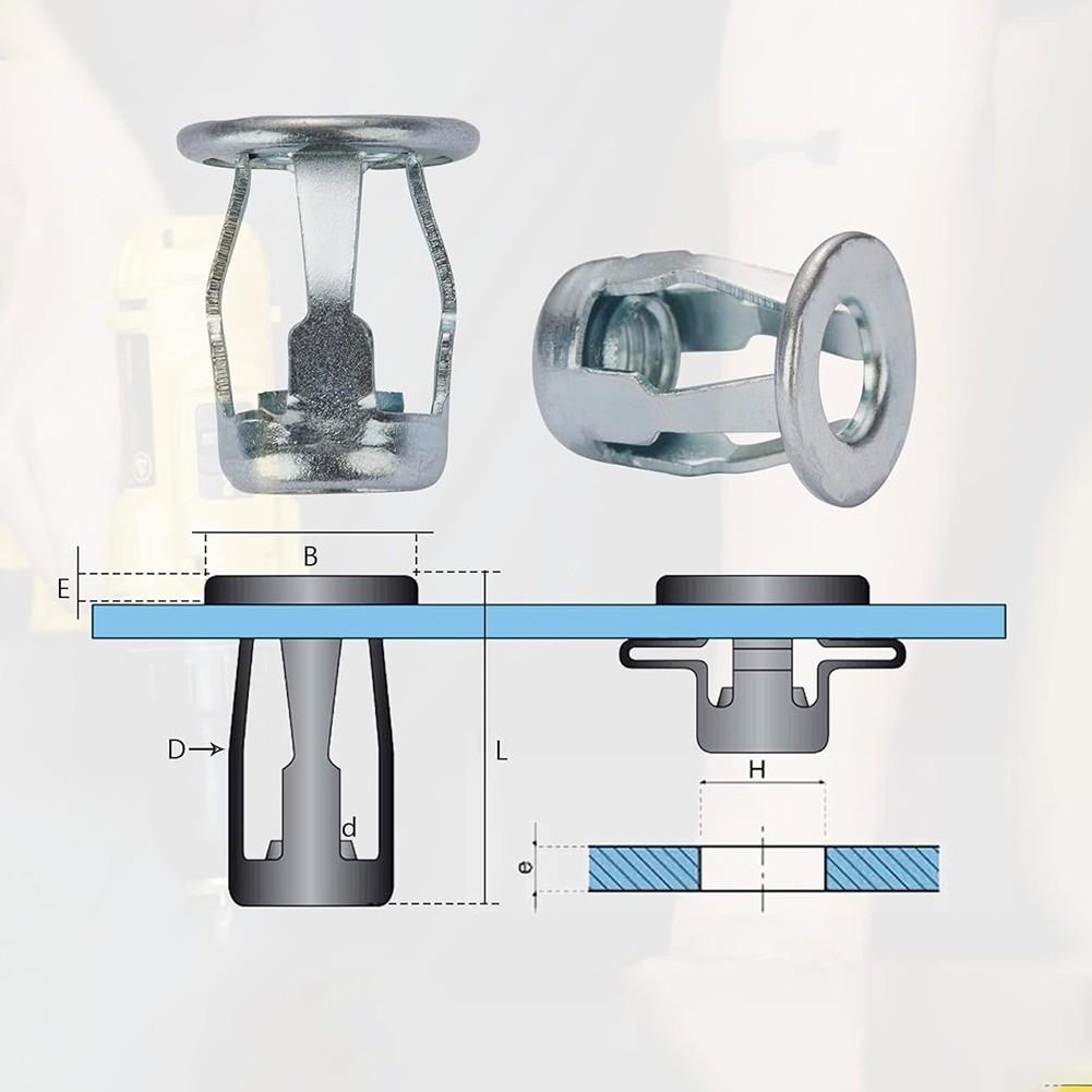 Fixed Installation Expansion Nut Petal Nuts Screw Silver Finish
