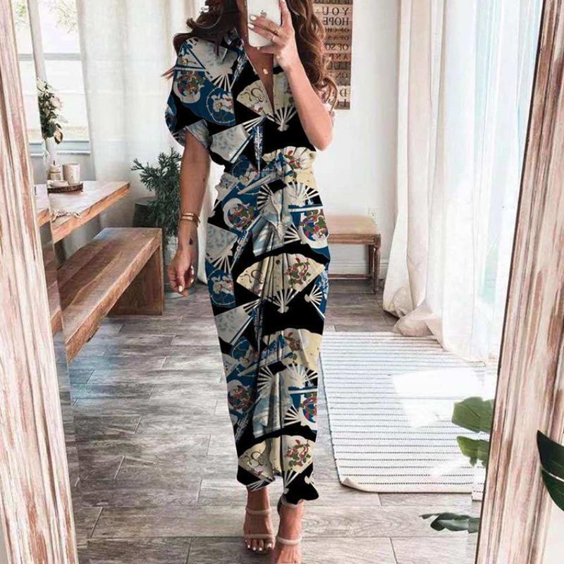 DICFY Women's Fashion Summer Spring V-Neck 3/4 Sleeves Casual Dresses