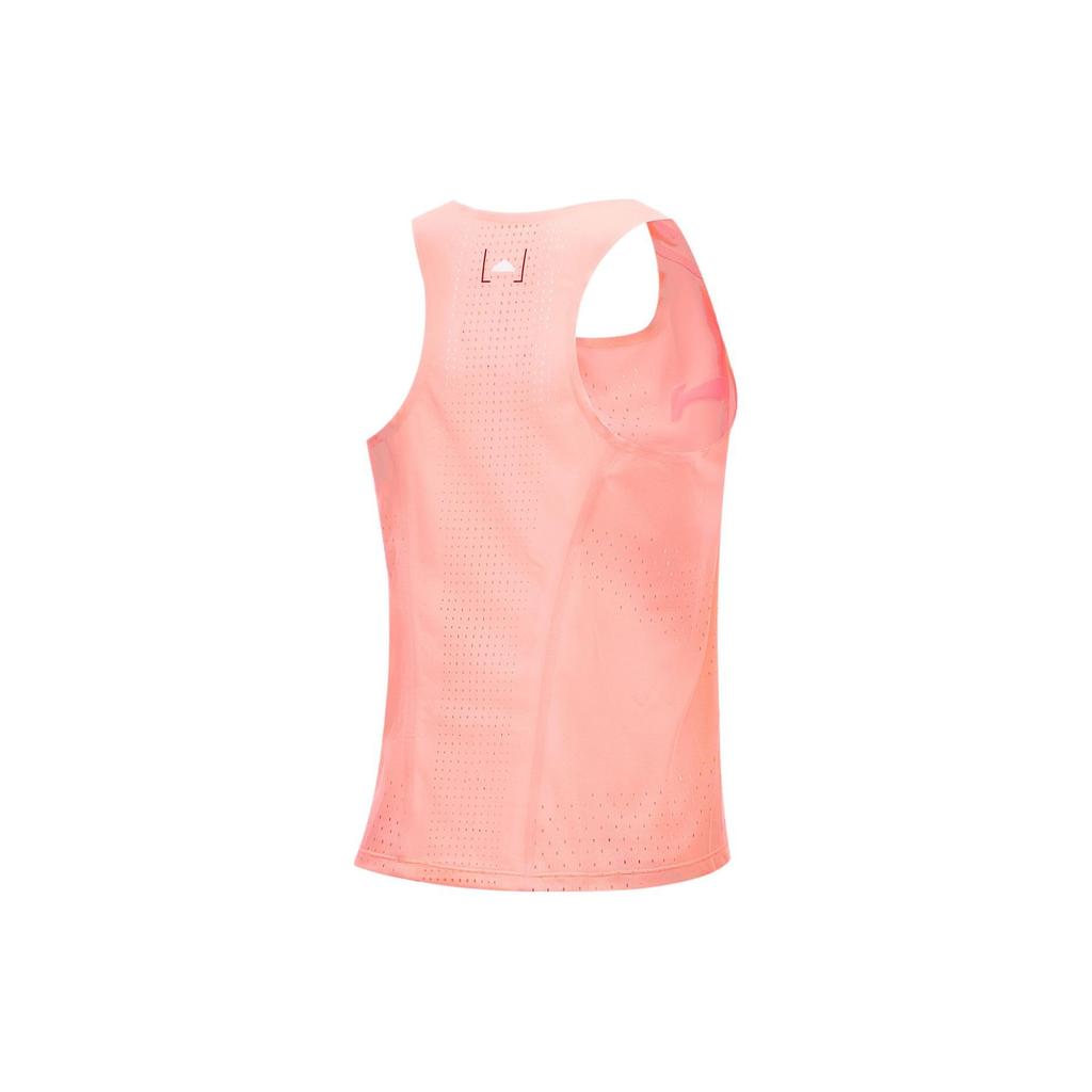 Li Ning Running Series Solid Color Logo Round Neck Sleeveless Sports Vest Women Vests Fluorescent-Orange AAYU006-4