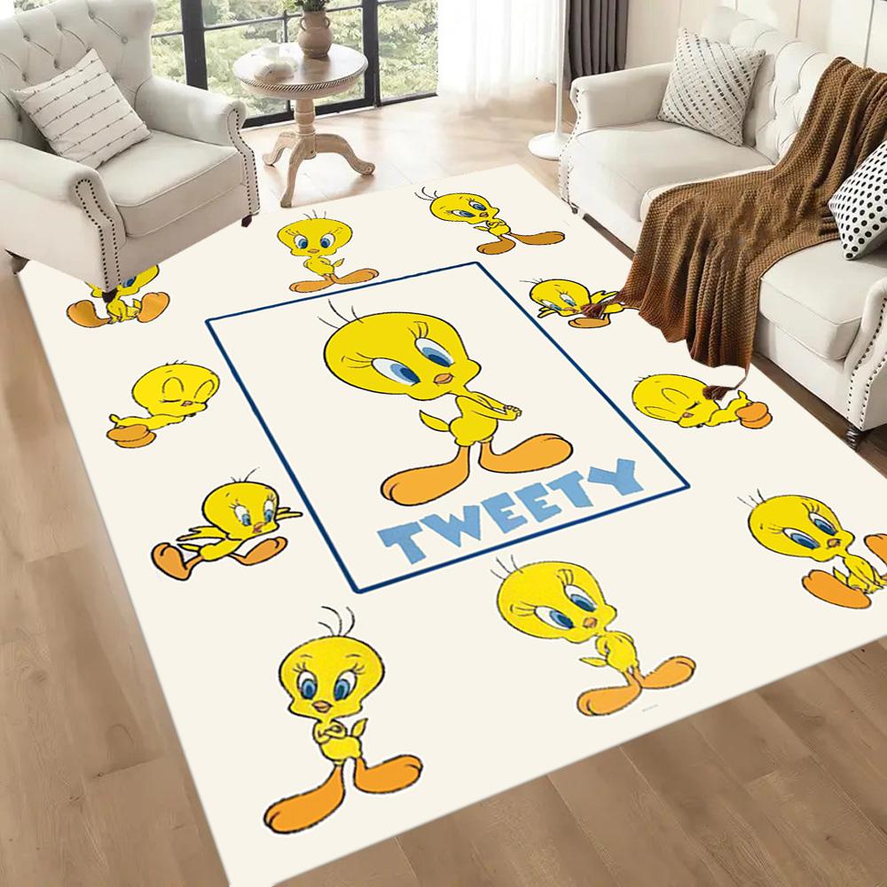Tweety Bird Collage Square rugs are a great choice for living rooms, bedrooms, home décor, and as gifts.