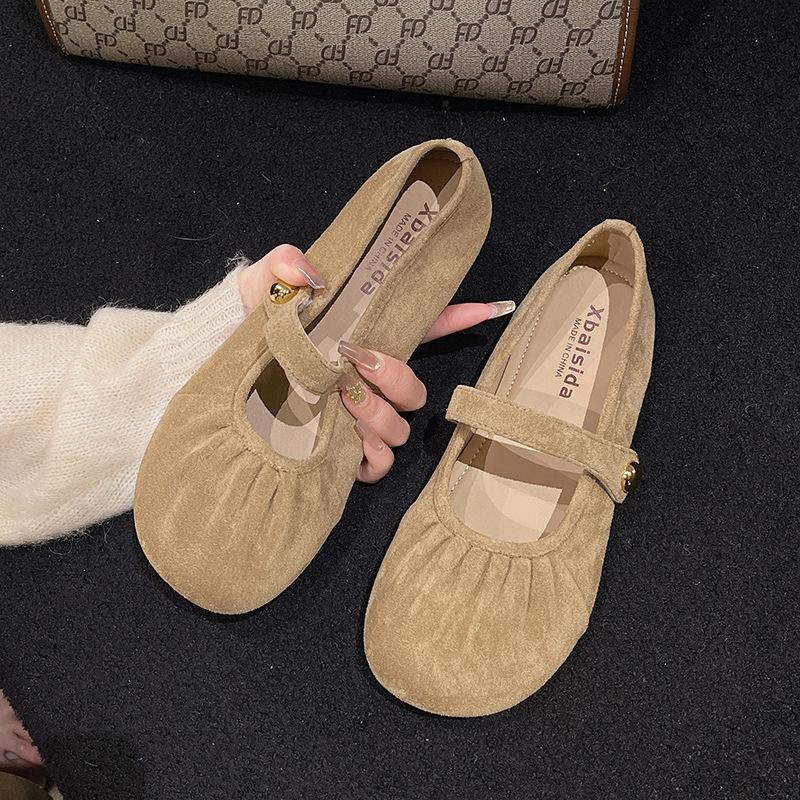 

Замшевые туфли-лодочки с открытым верхом женские 5025 весна-осень новые ретро нежные фея повседневные на толстой подошве Мэри Джейн 40 хаки