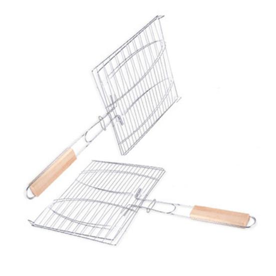 Pinza Rete Griglia Staffa Classica a Forma di Pesce per Arrosto Pesce Pratico Manico Lungo Barbecue Casalingo