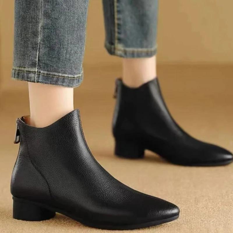 Fashion Woman Short Shoes Zip Elegant With Low Heels Booties Office Plain Sale Fashion 2025 Y2k Comfortable Hot Ankle Boots for Women