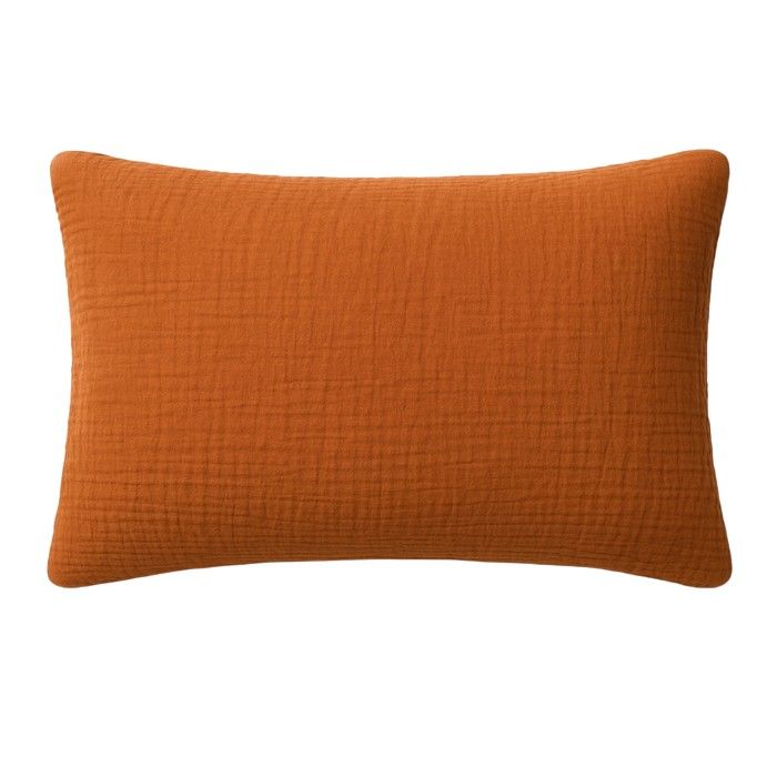 Taie d'oreiller - EDEN - 50 x 70 cm - Double gaze de coton lavé - Toucher ultra doux - Safran
