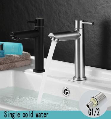 Robinet de lavabo en acier inoxydable. Eau Froide Simple, 1/2 Pouce Salle de Bains Publique. Robinet simple froid pour salle de bain