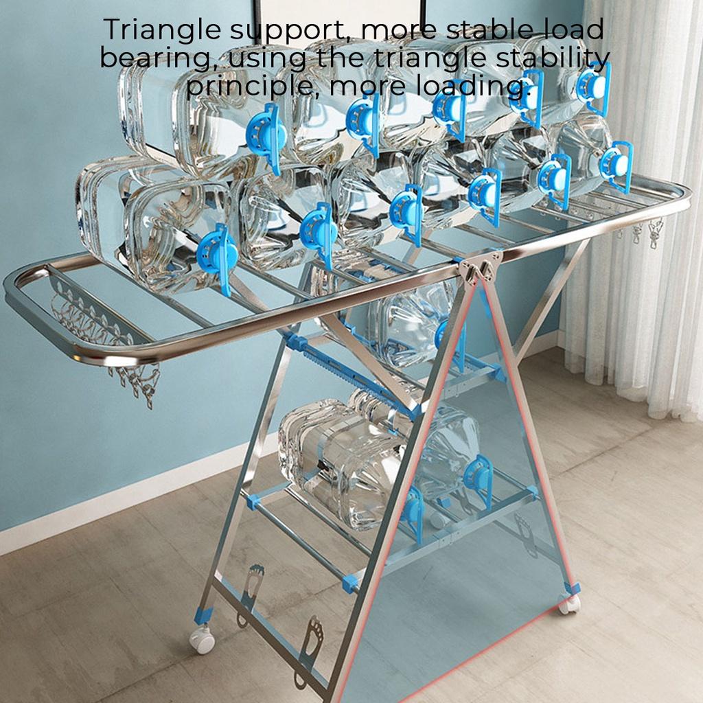 Srebrny Stal Nierdzewna Wytrzymały Stojak do Suszenia Prania - Półka na Ubrania do Użytku Najlepiej Używany do Koszul Spodni Wewnątrz/Na Zewnątrz