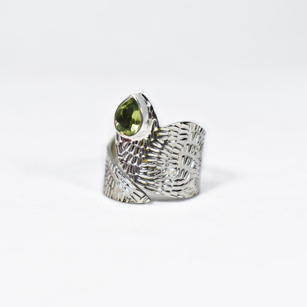 Natural Peridot Ring, 925 Sterling Silver Ring, Adjustable Ring, Statement Ring, Bohemian Ring, August Birthstone Ring, Gift For Her