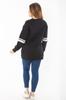 Women's Style Big Size Sweatshirt Large Size Black Three Thread Sweatshirt With Ribbon Inside
