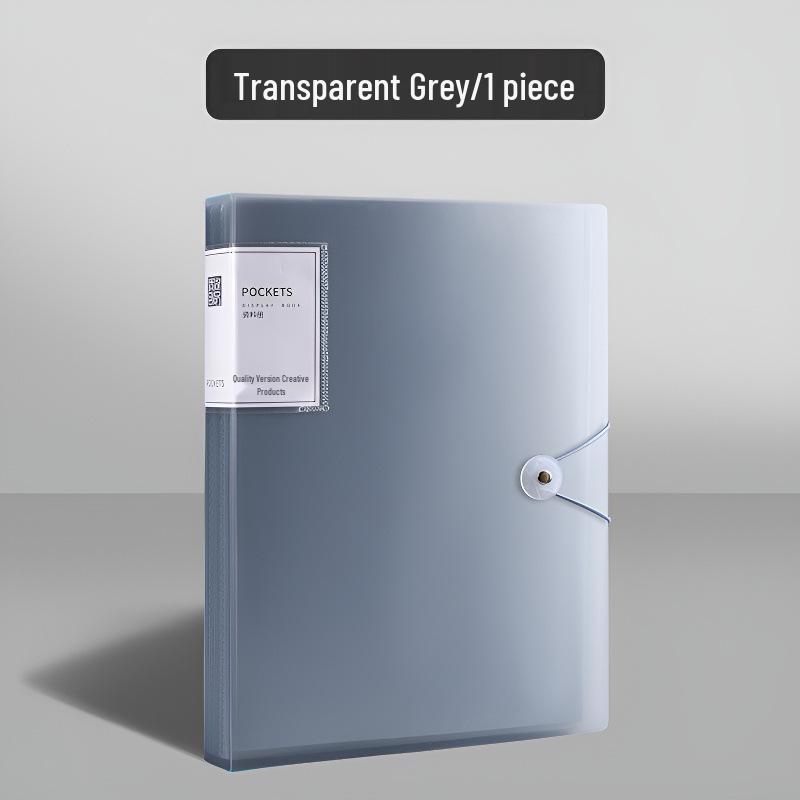 Morandi A4 Transparent Multi-Layer File Folder with Insert Pages and Buckle Closure