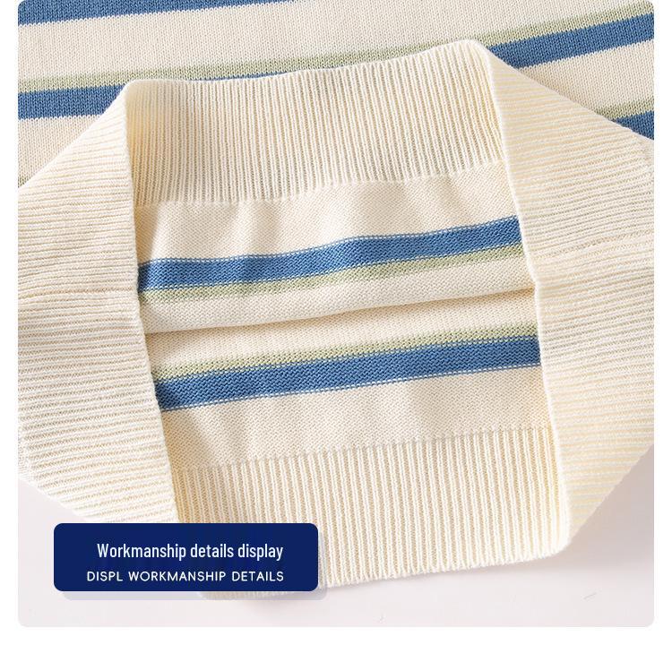 Boys' Striped Lapel Sweater for Spring & Autumn