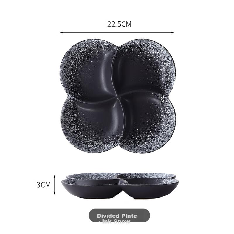 Taixinxing 8-Inch Four-Compartment Round Ceramic Divided Plate Breakfast Plate