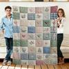 Pătură din flanelă patchwork floral și cu inimioare, moale și confortabilă, pentru somn, călătorii
