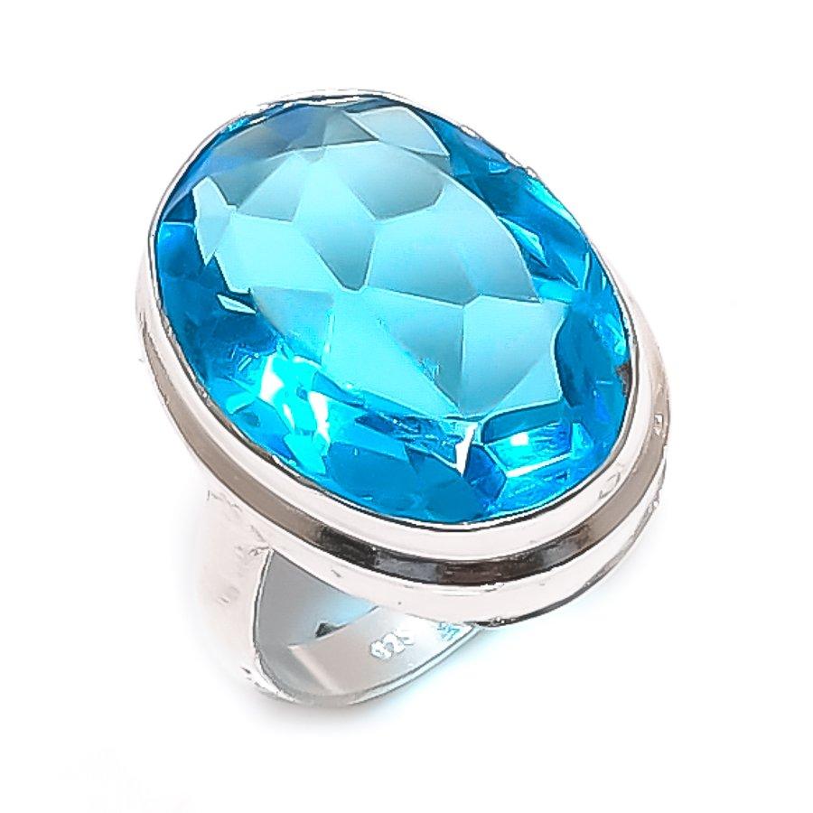 

Натуральный швейцарский голубой топаз драгоценный камень 925 стерлинговое серебро ювелирное кольцо размер 5 B7m34